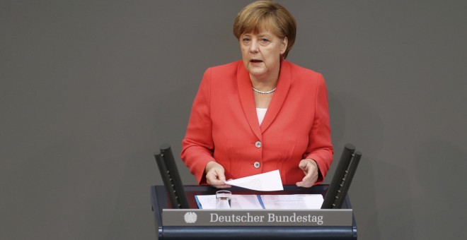 La canciller alemana Angela Merkel, durante su discurso del viernes ante el Bundestag. REUTERS