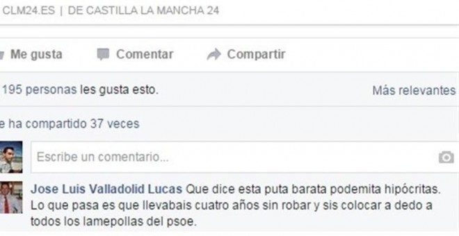 Captura de pantalla en la que se observan los insultos de José Luis Valladolid Lucas contra Cristina Maestre.