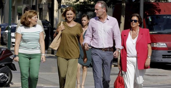 Isabel Bonig, junto a  María Dolores de Cospedal, Alberto Fabra y Rita Barberá.- EFE