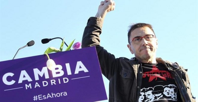 El exdirigente de Podemos en un momento de la campaña electoral en Madrid.- EFE