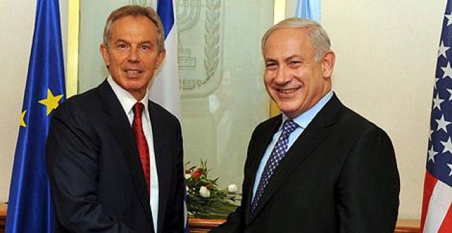 Blair y Netanyahu, durante un encuentro en Jerusalén - Efe