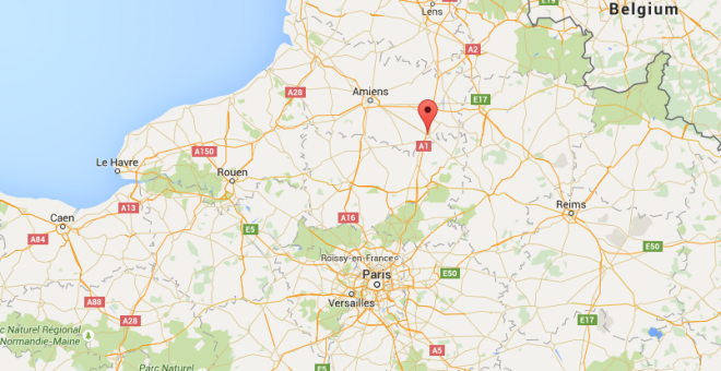 Mapa de la localidad de Roye, en el norte de Francia, donde se ha producido el tiroteo. GOOGLE