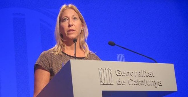 La vicepresidenta de la Generalitat Neus Munté, durante la rueda de prensa ofrecida en la mañana del martes. EP