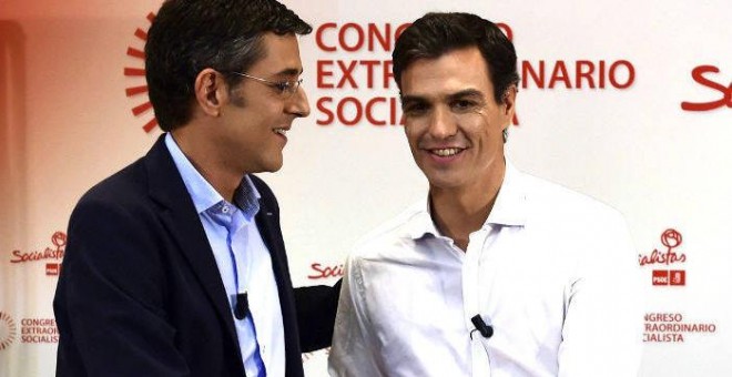 Pedro Sánchez y Eduardo Madina, durante un acto de la campaña de primarias del PSOE. EFE