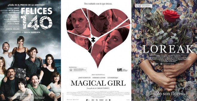 Carteles de 'Felices 140', 'Magical girl' y 'Loreak', las películas españolas precandidatas a los Oscar