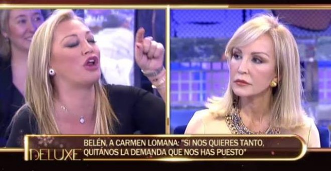 Una captura de un programa Sálvame con Belén Esteban y Carmen Lomana.