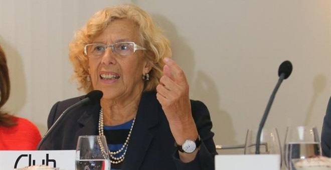 Manuela Carmena, alcaldesa de Madrid, en el almuerzo de este miércoles. EFE