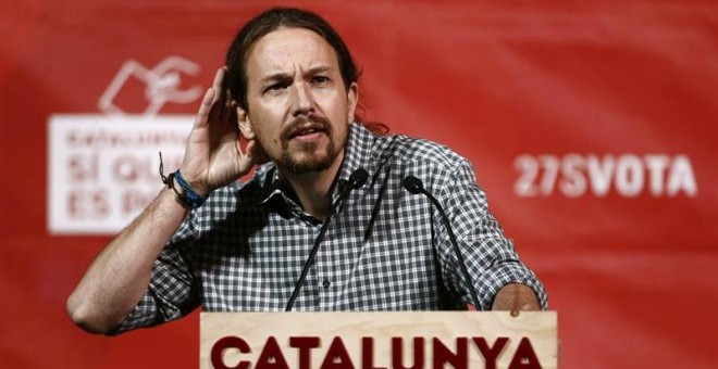 Pablo Iglesias, durante el acto. EFE/Jesús Diges