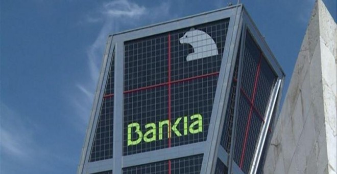 Detalle de la sede de Bankia, en la Torre Kio, de Madrid. E.P.