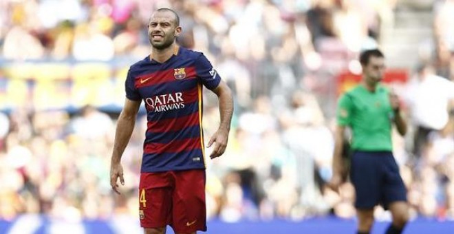 El defensa del FC Barcelona, Mascherano, el sábado en el partido contra Las Palmas. /EFE