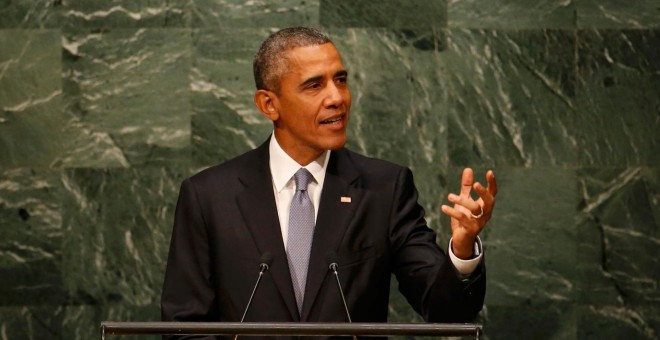 El presidente de Estados Unidos, Barack Obama, durante su intervención en la Asamblea de las Naciones Unidas.-  REUTERS