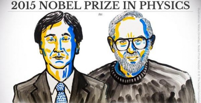 El japonés Takaaki Kajita y el canadiense Arthur B. McDonald, ganadores del Premio Nobel de Física de 2015