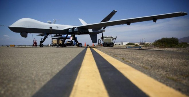 Un dron MQ 9 Reaper, en la base aérea de Oxnard, en California. P. T. FALLON (REUTERS)