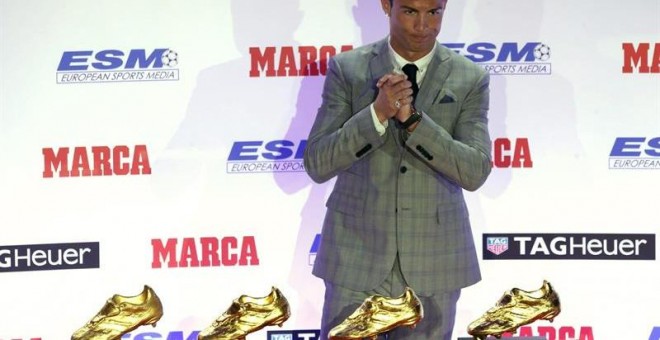 Cristiano Ronaldo, con sus cuatro Botas de Oro.