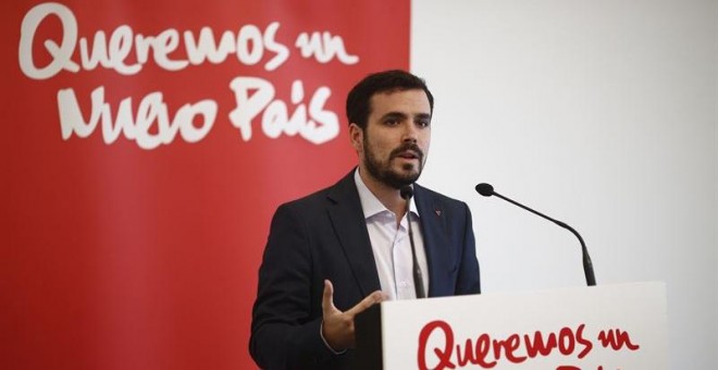 Alberto Garzón durante la presentación de su candidatura a las primarias estatales de Ahora en Común.- E.P.