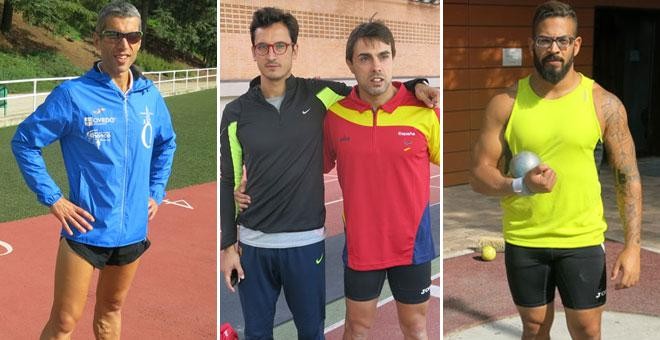 De izquierda a derecha: Alberto Suárez, Xavi Porras con su guía Enric Martín y Kim López. /JORGE YUSTA