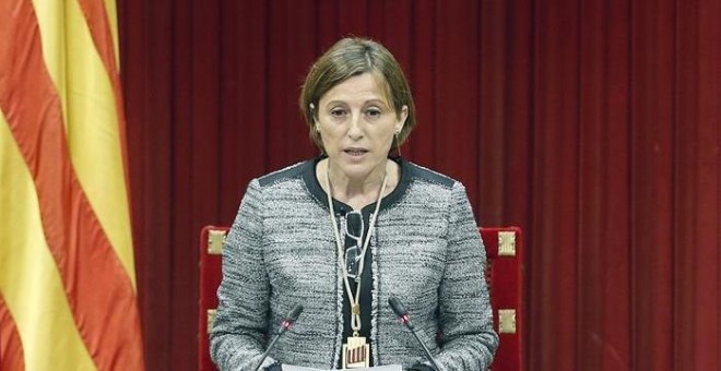 Forcadell, durante su discurso./ EFE