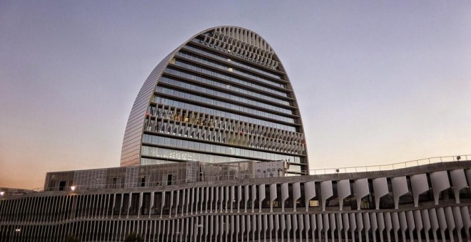 El edificio La Vela, en la Ciudad BBVA, al norte de Madrid.