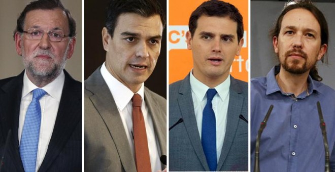 Combo de Mariano Rajoy, Pedro Sánchez, Pablo Iglesias y Albert Rivera. EFE/REUTERS