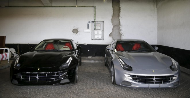 Two Ferraris that were given to former Spanish King Juan Carlos as a gift from the United Arab Emirates in 2011, are presented to the press before being auctioned, in Madrid, Spain, October 19, 2015. According to local media and the government, the unused