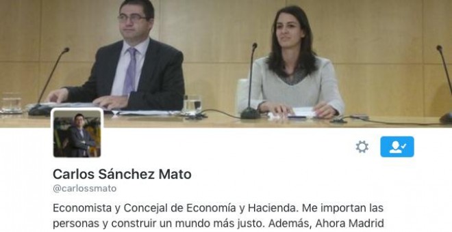 Perfil de 'Twitter' de Carlos Sánchez Mato, concejal de Economía en el Ayuntamiento de Madrid.