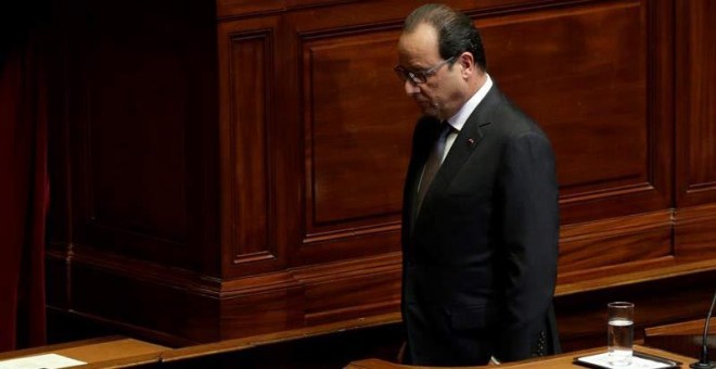 François Hollande, tras su discurso en Versalles. / EFE