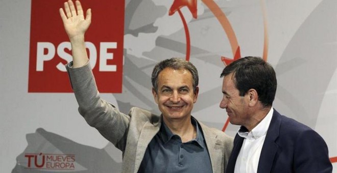 José Luis Rodríguez Zapatero junto a Tomás Gómez. EFE
