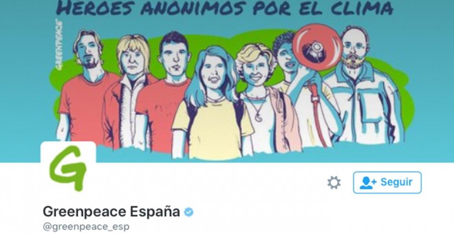 Perfil en Twitter de GreenPeace España.