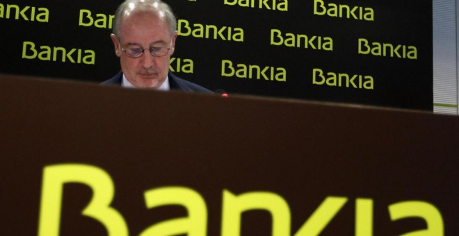 Rodrigo Rato, en una rueda de prensa en su etapa al frente de Bankia. EFE