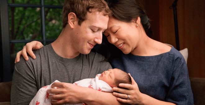 Mark Zuckerberg y su esposa, Priscilla Chan, con su hija recién nacida, Max. REUTERS