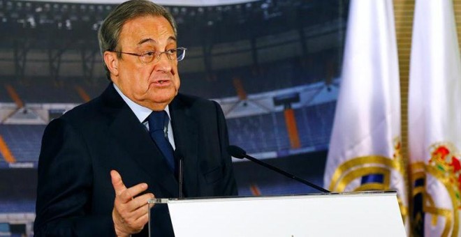 Florentino Pérez, durante la rueda de prensa. EFE/J.P.GANDUL