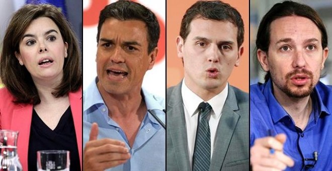 Sáenz de Santamaría, Pedro Sánchez, Pablo Iglesias y Albert Rivera, los candidatos. ATRESMEDIA