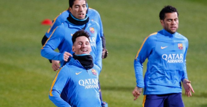 Messi, durante el entrenamiento del Barça de este lunes en Tokio. REUTERS/Toru Hanai