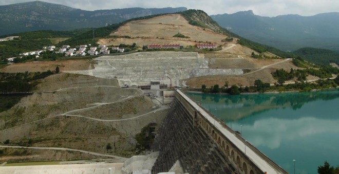 Obras embalse Yesa, Navarra. Confederación Hidrográfica del Ebro