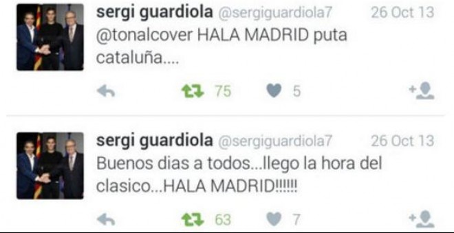 Varios de los comentarios ofensivos contra el Barcelona y Catalunya en la cuenta de Sergi Guardiola. TWITTER