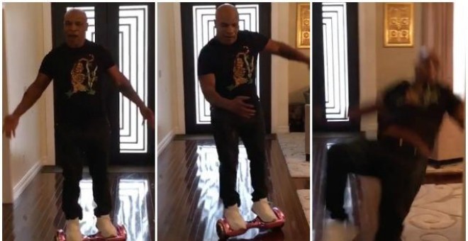 Secuencia de la caída de Myke Tyson con el patinete Hoverboard. / Twitter