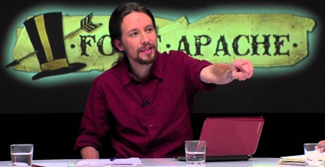 Pablo Iglesias, presentando Fort Apache cuando comenzó el programa, en enero de 2013.