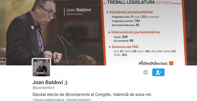 Perfil de Joan Baldoví en Twitter.
