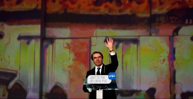 José María Aznar interviene en el Congreso del PP de enero de 2015. REUTERS