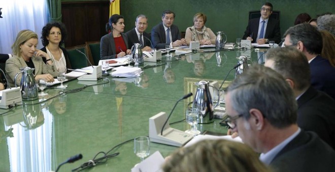 El presidente de la Cámara Baja, Patxi López, en la Junta de Portavoces del Congreso. / EFE