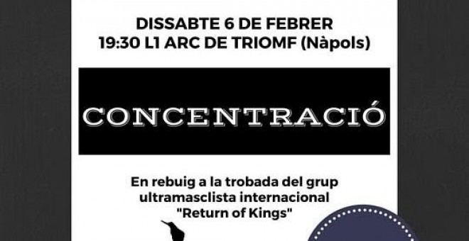 Cartel de la manifestación en contra de la reunión ultramachista en Barcelona.