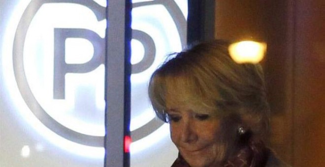 Esperanza Aguirre, en la sede del PP en Madrid. / EFE