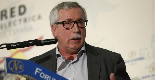 El secretario general de CCOO, Ignacio Fernández Toxo, durante su participación en un desayuno informativo organizado por Nueva Economía Fórum.- EFE