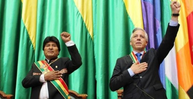El presidente de Bolivia, Evo Morales, junto al vicepresidente Álvaro García Linera. EFE