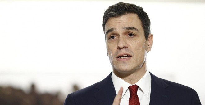 Rueda de prensa de Pedro Sánchez tras la firma del acuerdo / EUROPA PRESS