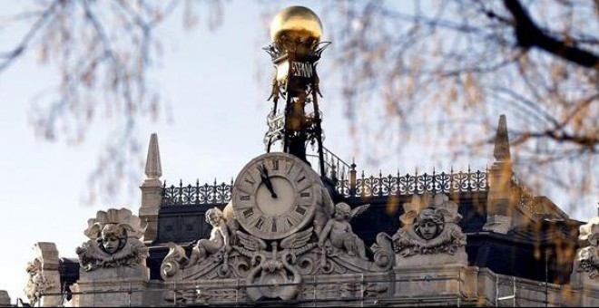 Detalle del edificio de la sede del Banco de España, en Madrid. E.P.