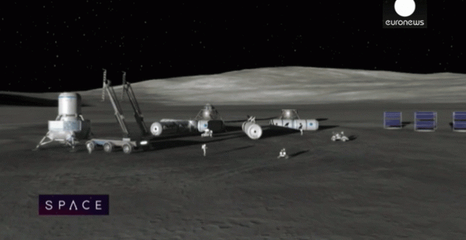Imagen de la hipotética base lunar. Euronews.