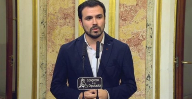 Alberto Garzón durante las declaraciones en el Congreso.