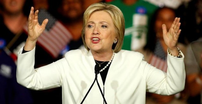 La precandidata demócrata a la Presidencia estadounidense Hillary Clinton, durante el 'supermartes'./ EFE