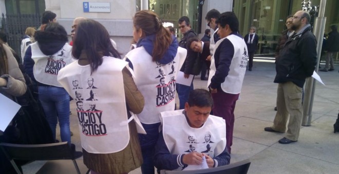 Imagen de la protesta de este miércoles frente al Ayuntamiento de Madrid